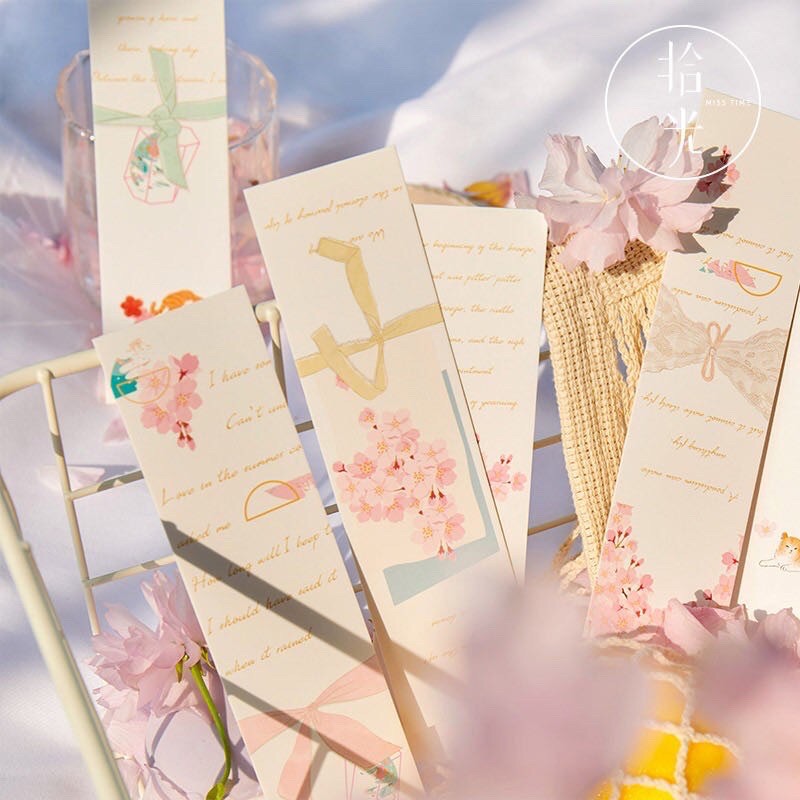 Hộp 30 bookmark đánh dấu sách hoạ tiết hoa anh đào Bookmark phong cách anime siêu xinh