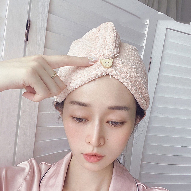 Khăn Quấn Khô Tóc Bằng Sợi Micro Mềm Mại Thấm Hút Nước Tốt Nhanh Khô Tiện Dụng Cho Nữ