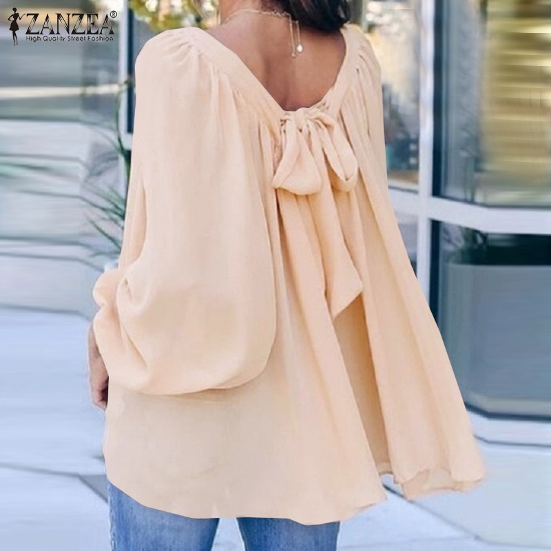 Áo Zanzea tay dài thắt nơ sau lưng thời trang dành cho nữ