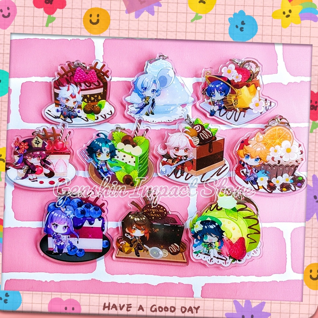 Móc Khóa Genshin Impact (mẫu bánh) - Raiden Shogun Ayato Kazuha Scaramouche Itto Zhongli Xiao Childe