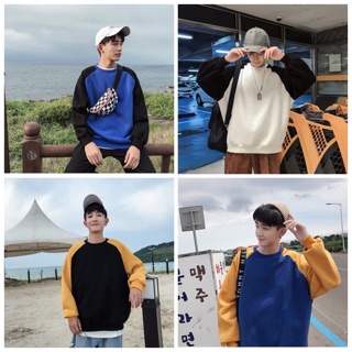 Áo kiểu sweater trơn Raplan vải nỉ lót bông dày dặn