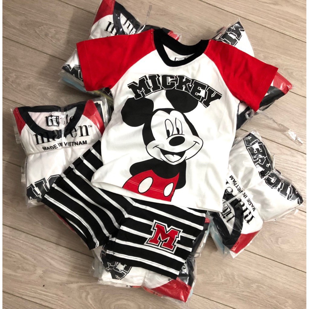 [Mã FAGET5K giảm 5K đơn 0đ] Bộ Micky Tay Pha Quần Kẻ Chất Cotton Loại Đẹp Cho Bé 8-20kg V266 - Unchi Store