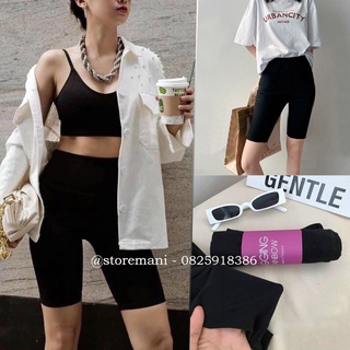 Quần legging lửng nữ -  Quần legging thái ngố đùi nâng mông cạp cao siêu co dãn chất cotton