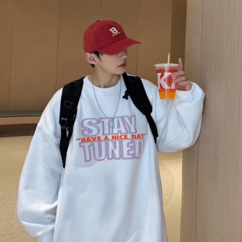 Áo Nỉ Tròng Đầu Dáng Rộng In Chữ Cỡ M-5XL Thời Trang Nhật Bản Cho Nam