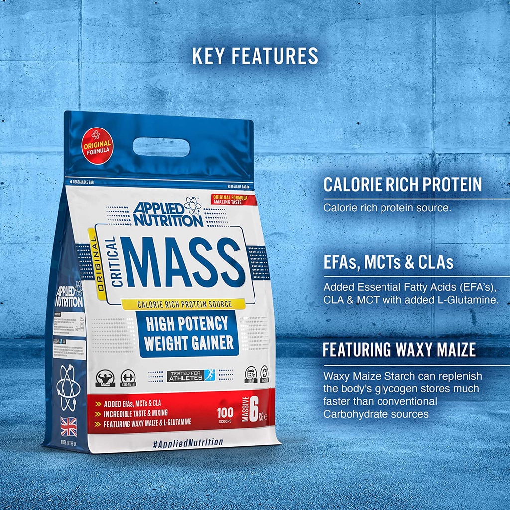 Sữa CRITICAL MASS - Applied Nutrition 6KG Bột Tăng Cân, Thực Phẩm Bổ Sung Protein, Khoáng Chất, Vitamin Tăng Cơ Nạc tốt