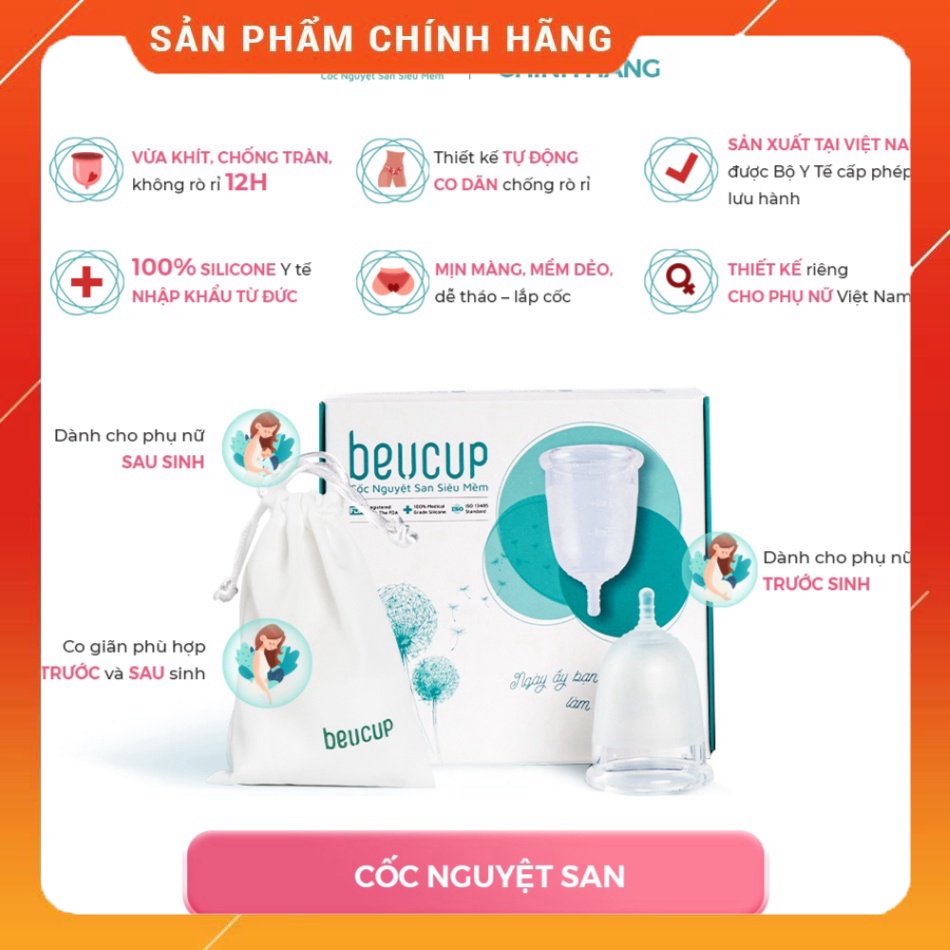 Cốc nguyệt san beucup silicol y tế wacker đức - ảnh sản phẩm 1