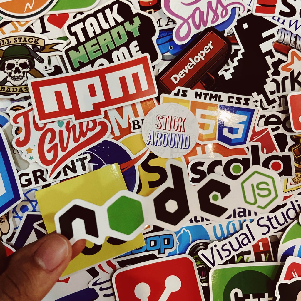 [Code02] 100 sticker IT coding, lập trình, programmer, dán nón, laptop, từ stickaroundvn