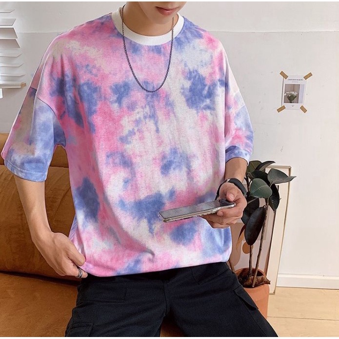 ÁO THUN NAM NỮ MÀU LOANG FORM RỘNG TAY LỠ UNISEX LOANG 3D TRƠN