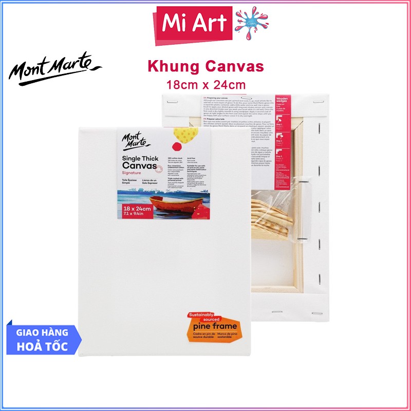 Khung Canvas 18x24cm Mont Marte Single Thick - CSST1824 - Canvas Vẽ Tranh, Toan Vẽ Tranh