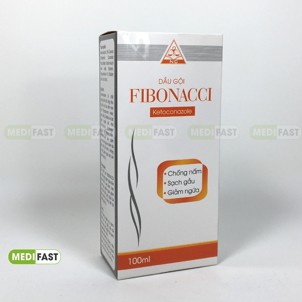 Dầu gội ngăn ngừa gàu Fibonacci chai 100ml - sạch gàu, hết ngứa từ ketoconazole, chống nấm, đầu bết dầu