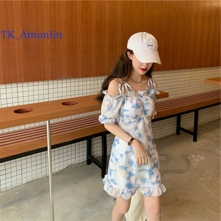 Đầm Dài Trễ Vai Họa Tiết Nhuộm Màu Thời Trang Cho Nữ | BigBuy360 - bigbuy360.vn