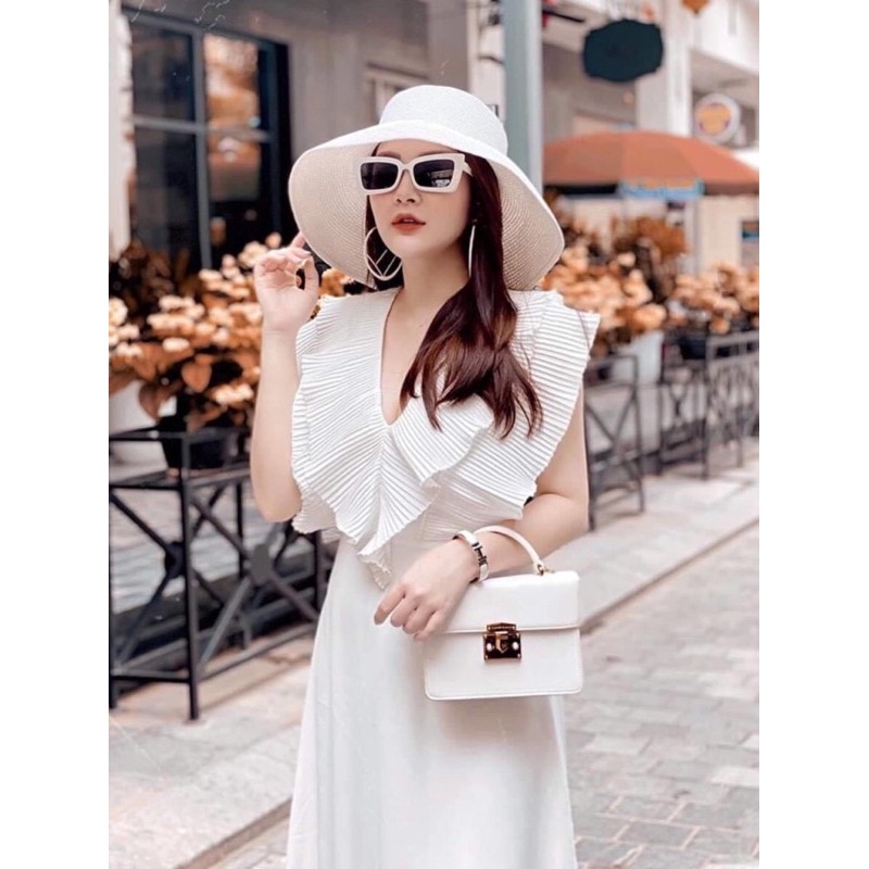 Đầm maxi xoè trắng | đầm maxi dài | váy maxi dập ly | váy trắng sang trọng đi biển đi chơi dạo phố MN110 - Đầm Váy Mina | BigBuy360 - bigbuy360.vn