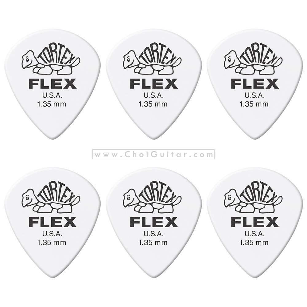USA 6 Dunlop Tortex Flex Jazz size 1.35mm - Phím đàn Guitar - Pick - Picks (móng gảy)