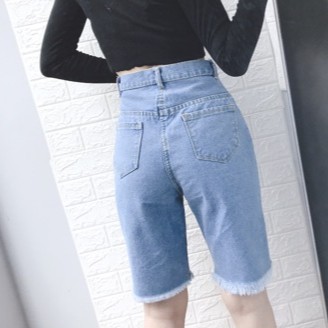 [Bigsize 55-84kg] Quần Ngố Cotton Trơn/ Rách 1 Đùi, Lưng Cao, Không Giãn, Form Siêu Đẹp