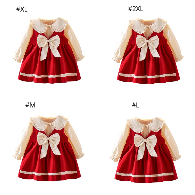 Set Đồ Mùa Thu 2 Món Gồm Áo Sơ Mi Tay Dài Có Dây Buộc Nơ Và Đầm Cho Bé Gái