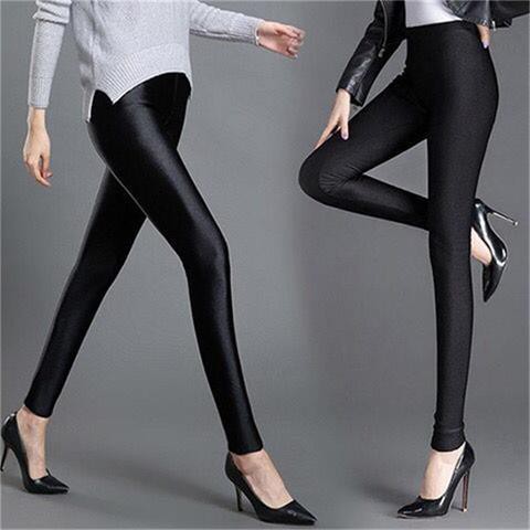 READY STOCK S-6XL Plus Size Women Shining Legging Casual Long pants Yoga Foot Skinny Pants