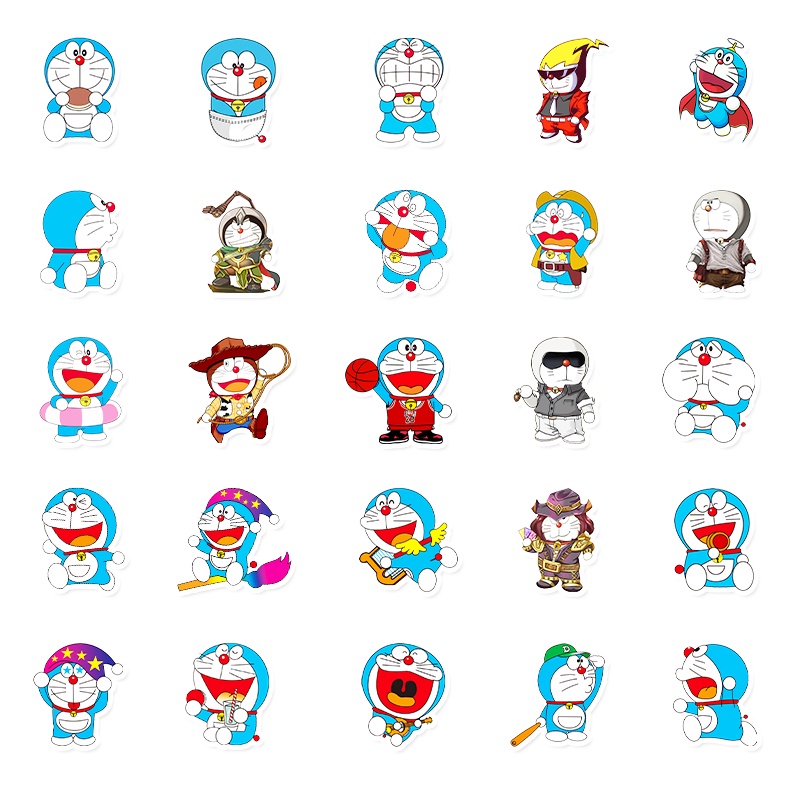 Set 50 Miếng Dán Trang Trí Chống Thấm Nước Hình Doraemon Dễ Thương