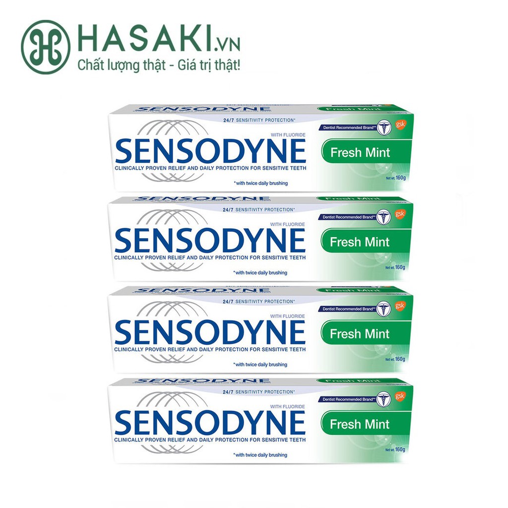Combo 4 Kem Đánh Răng Sensodyne Fresh Mint Bạc Hà Fresh Mint Toothpaste 160g