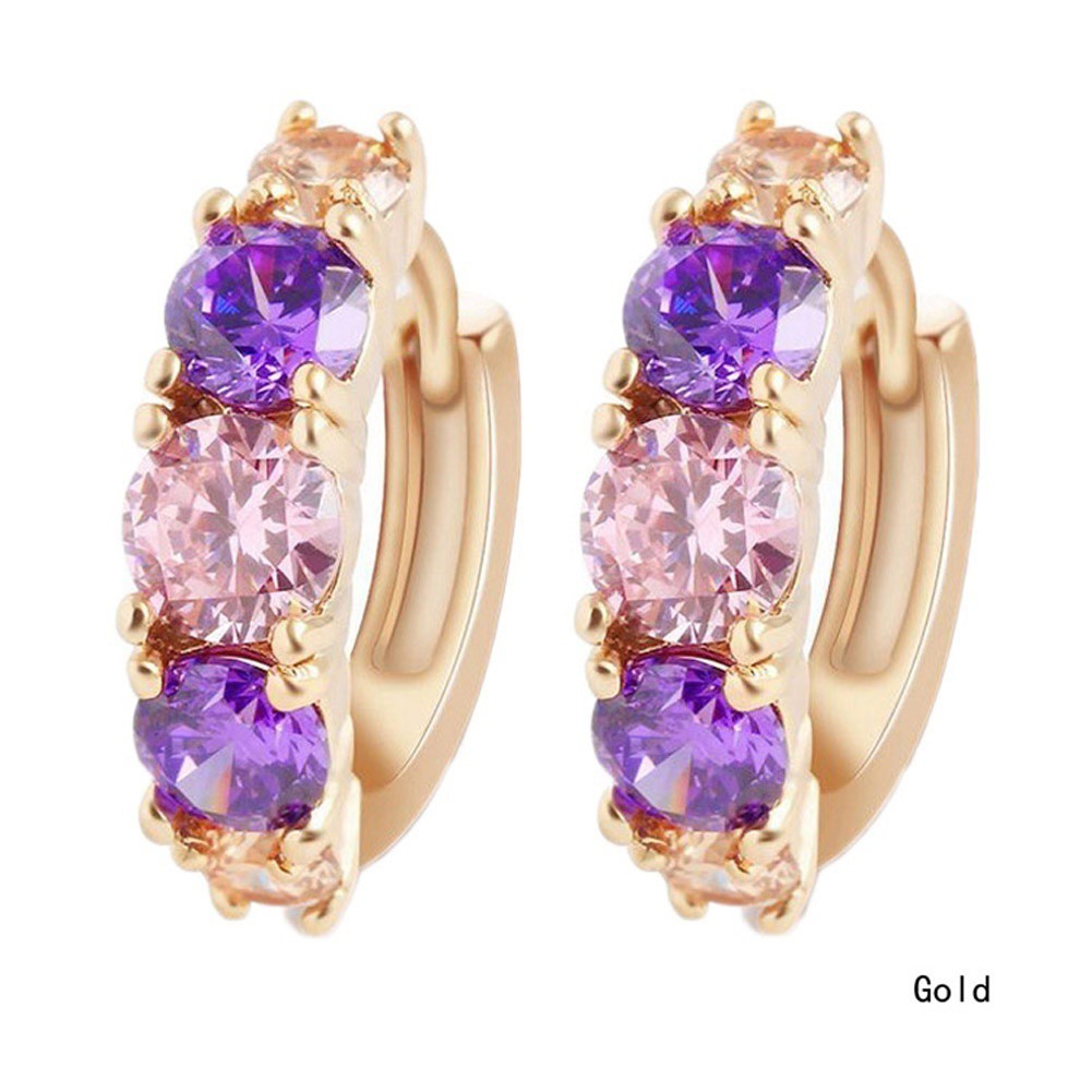 Bông Tai Vàng 18K Đính Đá Zircon Nhiều Màu Sắc