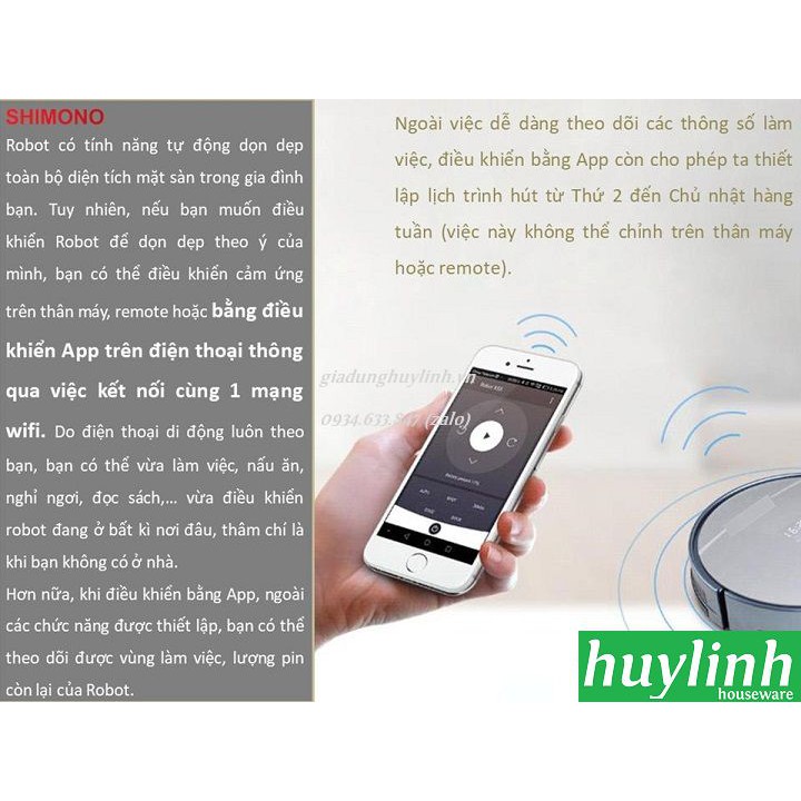 [Mã ELHA10 giảm 6% đơn 5TR] Robot hút bụi lau nhà Shimono X5S - Điều khiển smartphone