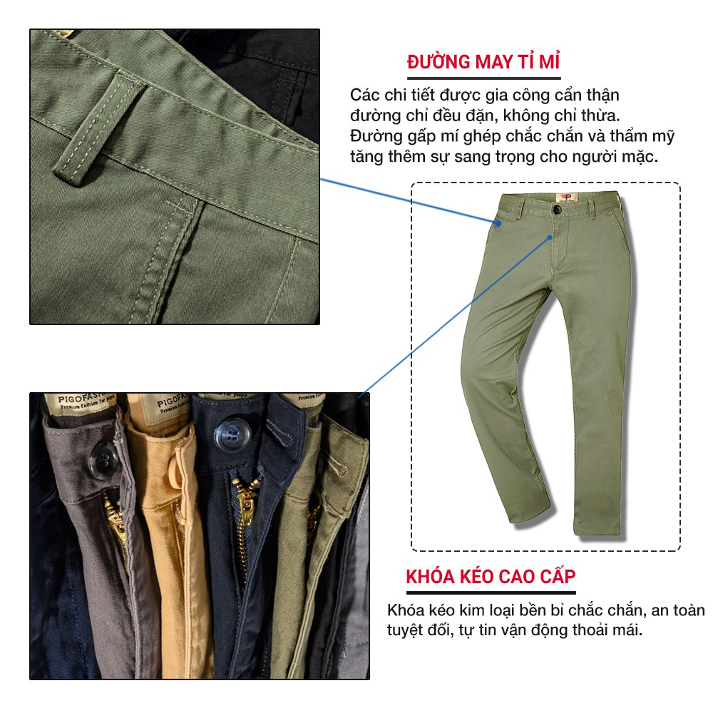 Quần Kaki nam Chinos cao cấp Pigofashion QKK01 (be nhạt)