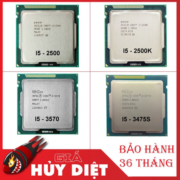 Bộ vi xử lý CPU Core I5 2500, I5 2500K, I5 3570, I5 3475S [Bảo hành 36 tháng]