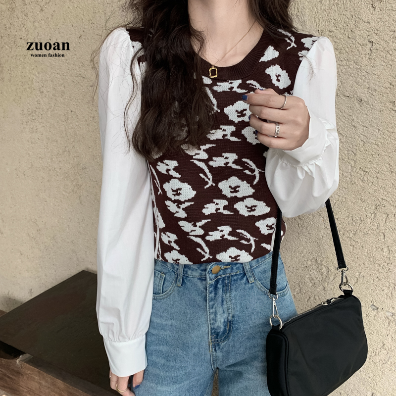 SUXI Áo Dệt Kim Tay Dài Dáng Rộng Thời Trang Mùa Thu Trẻ Trung Cho Nữ