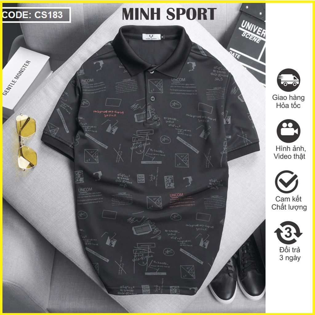 Áo Thun Polo Nam Ngắn Tay Có In Họa Tiết, Chất Thun Poly Dày Dặn, Mặc Mát mã AO.39