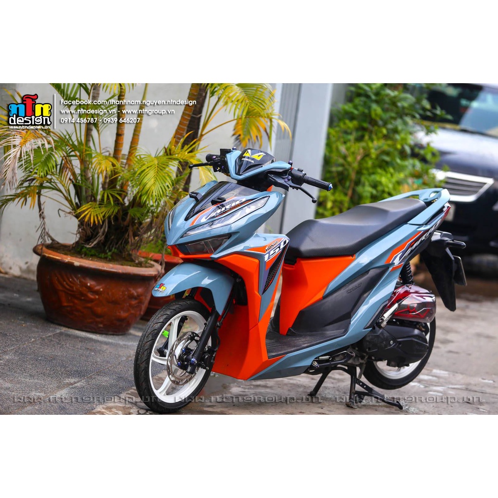 Tem Rời Dán Xe Vario 150 Mẫu Cam Trắng Đen Xe Xi Măng Cực Đẹp, Hàng 3 Lớp Chất Lượng Cao