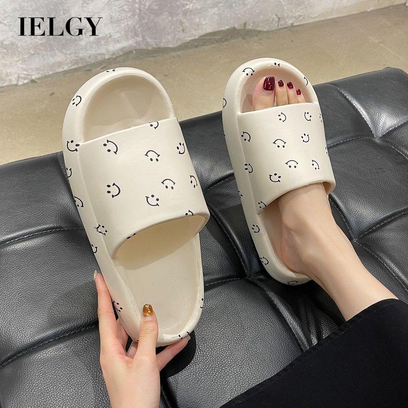 Dép quai ngang IELGY đế dày chống trượt in hình mặt cười thời trang cho nữ