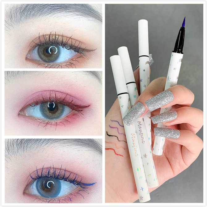 Cod In Stock New Maxfine Star-catching Eyeliner Vibrato Net Celebrity Hot Push Starry Sky Color Makeup Without Makeup Purple Light Brown Cheap Student Gifts