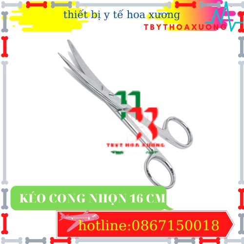 [Hàng Cao Cấp] Kéo Y Tế Cong Nhọn 2 Đầu 16cm Pakistan