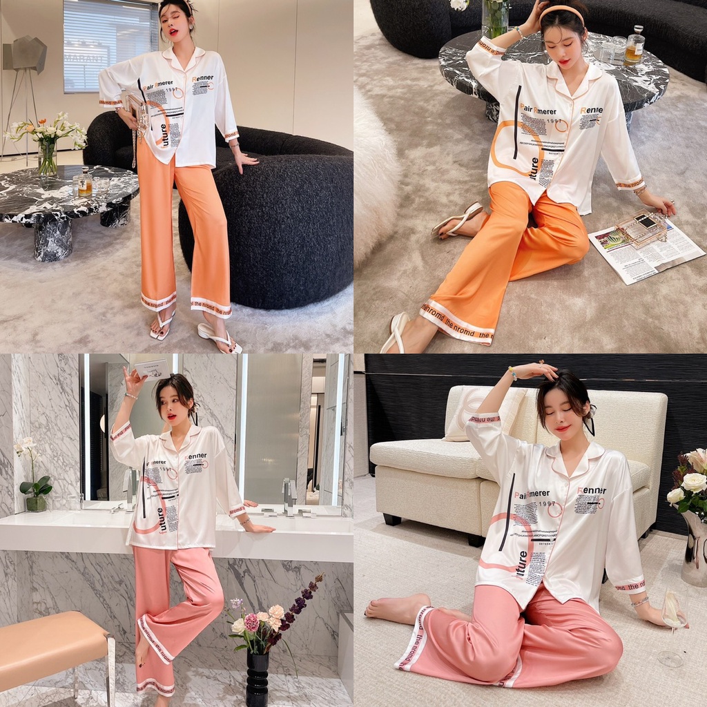 Đồ Ngủ Nữ, Đồ Bộ Mặc Nhà, Pyjama Lụa Cao Cấp Quần Dài Tay Dài