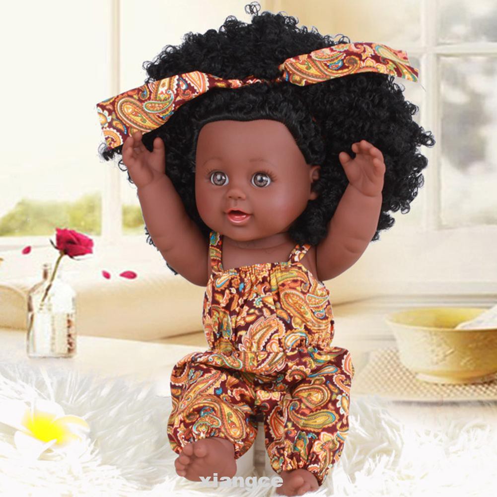 30cm 12inch Cute Play African Children Birthday Gift For Kids Lifelike Reborn Soft Vinyl Home Black Baby Doll