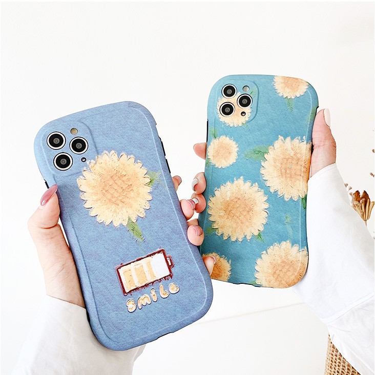 Ốp lưng iphone Blue Sunflower IMD viền cong dày 5/5s/6/6plus/6s/6splus/7/7plus/8/8plus/x/xs/11/12/pro/max/plus/promax | BigBuy360 - bigbuy360.vn