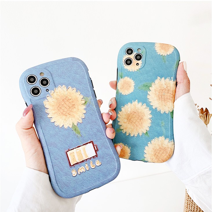 Ốp lưng iphone Blue Sunflower IMD viền cong dày 5/5s/6/6plus/6s/6splus/7/7plus/8/8plus/x/xs/11/12/pro/max/plus/promax