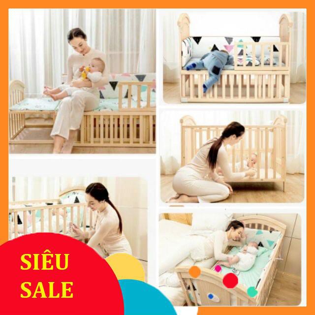 Giường cũi trẻ em, nôi cũi đa năng cho bé kéo dài cỡ 120*70*102