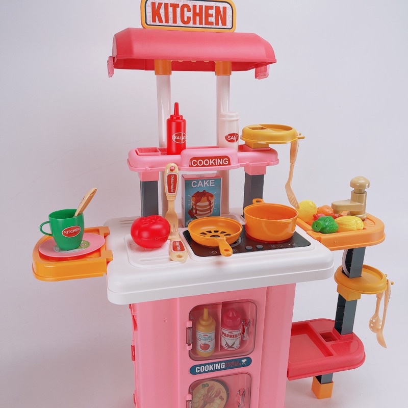 Bộ Đồ Chơi Nấu Ăn Mobile Kitchen-Bộ Bếp Đứng Màu Hồng Cho Bé
