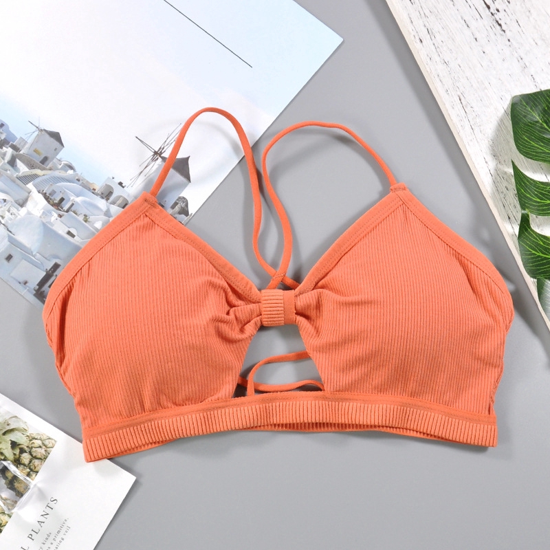 Women's fashion cut-out solid color suspender bra