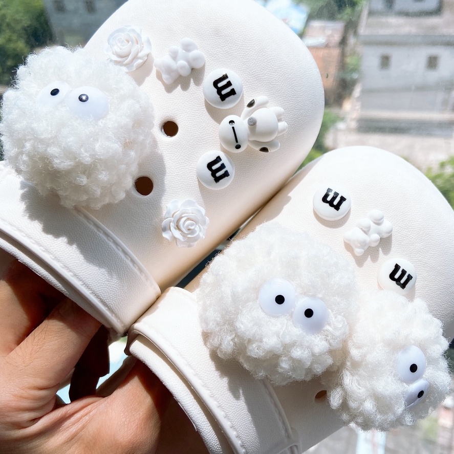 Sticker crocs Shoe Decoration for crocs đế caoSet 12 Phụ Kiện Nút Giày Thời Trang#Baymax Bóng Baymax Màu Trắng