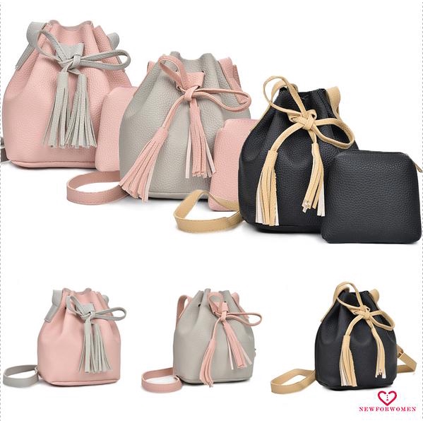 NFW♥NFW-- 2Pcs/Set Womens Girls Leather Backpacks Mini Rucksack Handbags School Bags