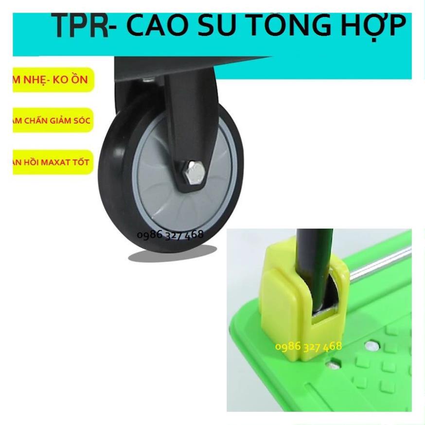 [FreeShip- Bánh ÊM Tốt Nhất] Xe Kéo Hàng, Xe Đẩy Hàng 4 Bánh Maxkiwi PT0089 new- Bánh Xe Chống Ồn, Tay Đẩy Gấp Gọn