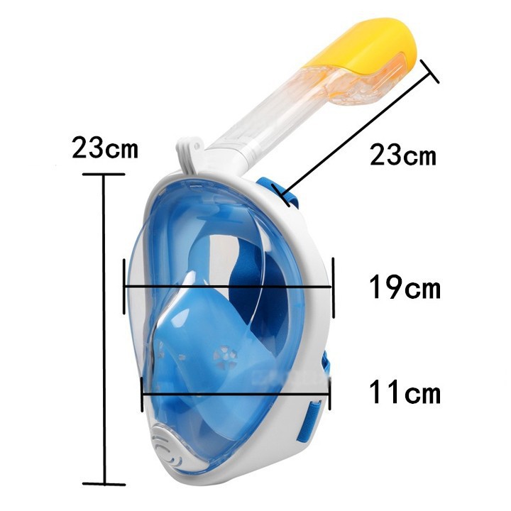 Mặt Nạ Lặn Biển Full Face View 180 Độ Liền Ống Thở Gắn Được Camera Hành Trình