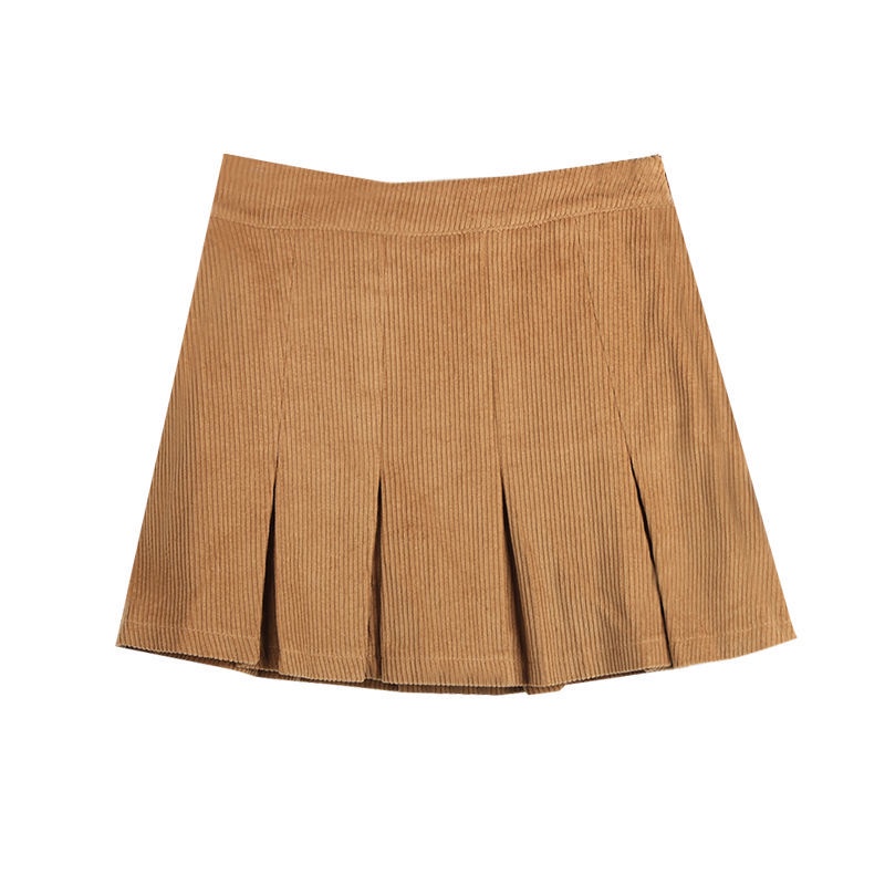 COZOK Chân váy xếp ly lưng cao kiểu dáng đơn giản phong cách retro