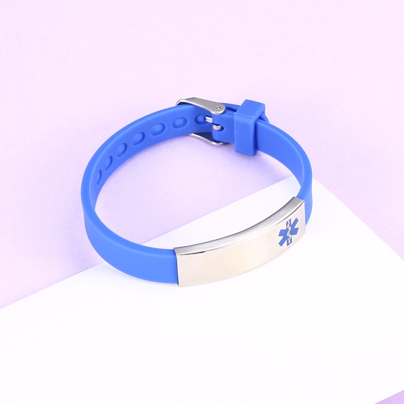 Vòng Đeo Tay Cảnh Báo Y Tế ECGIFT BR024 Bằng Thép Không Gỉ Và Silicone