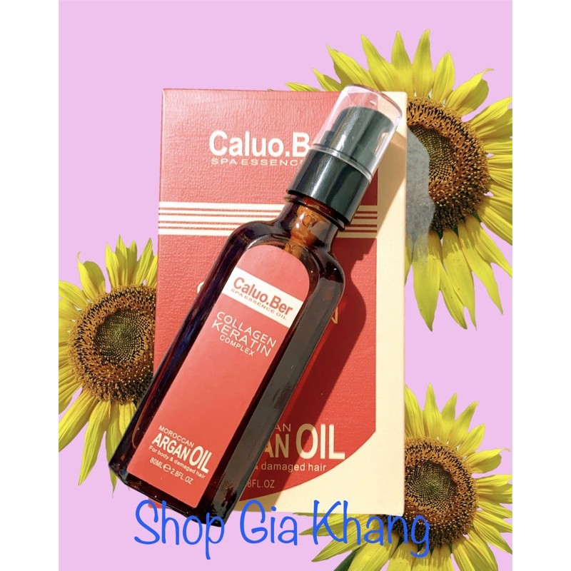 Dưỡng tóc bóng mượt Caluo.Ber Argan Oil Moroccan Collagen Keratin Complex 80ml(Italy)