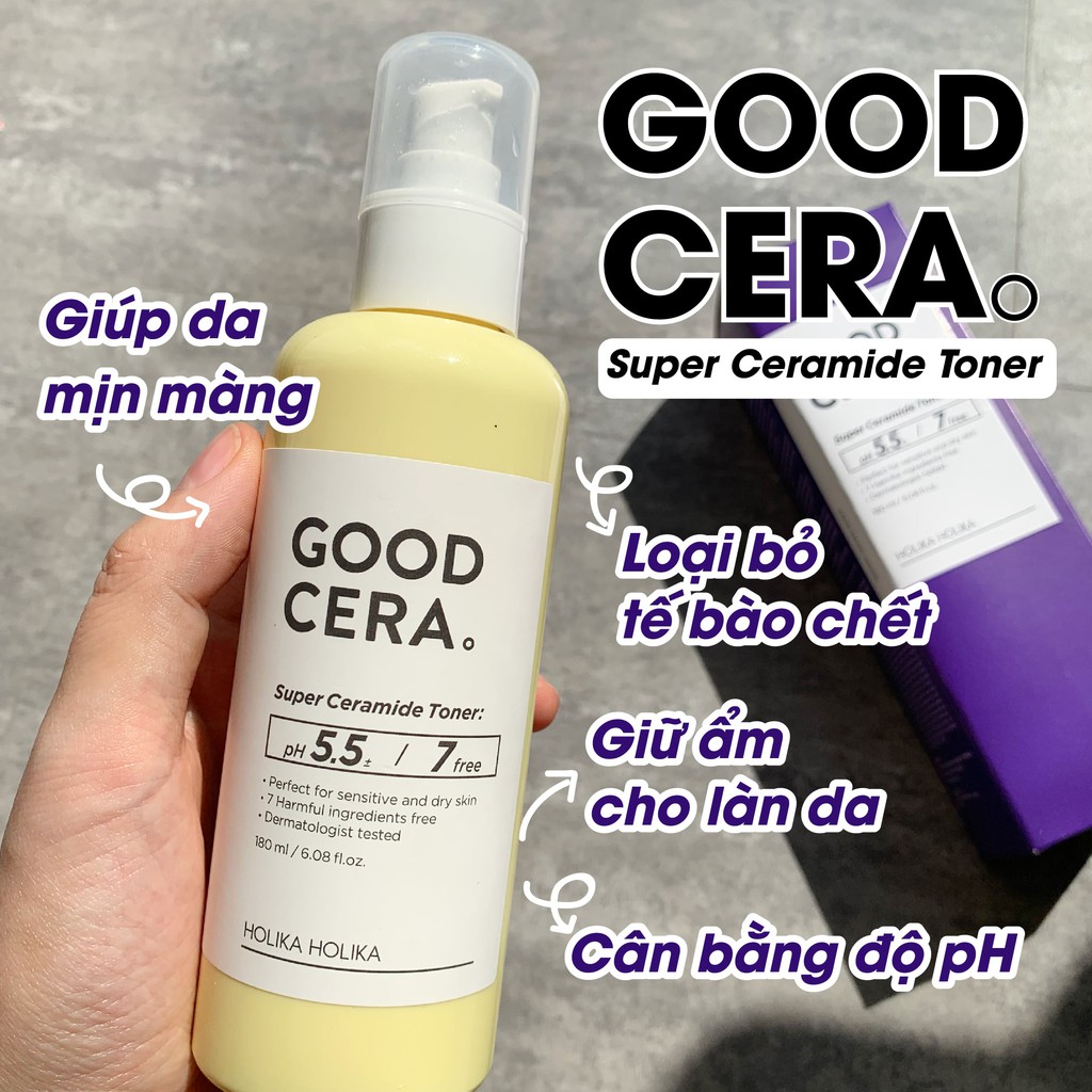 Nước hoa hồng Hàn Quốc Holika Holika Good Cera trắng da dưỡng ẩm se khít lỗ chân lông giảm quá trình lão hóa 180ml