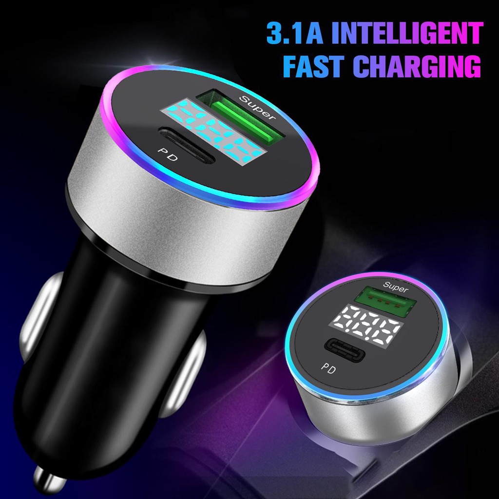 Tẩu Sạc Nhanh Hai Cổng USB 3.0 20W Hiển Thị LED Cho Điện Thoại SHOPCYC3374