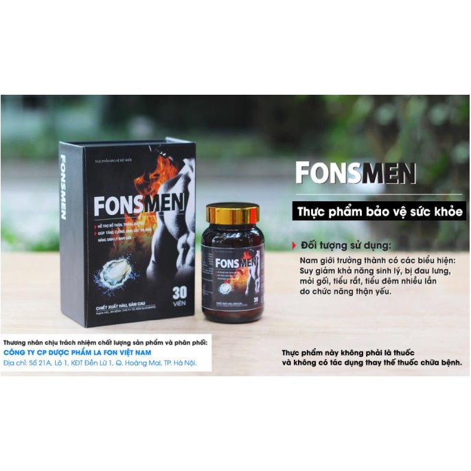 FONSMEN - Hỗ trợ bổ thận, tráng dương, giúp tăng cường sinh lực và khả năng sinh lý nam giới, giảm nguy cơ mãn dục