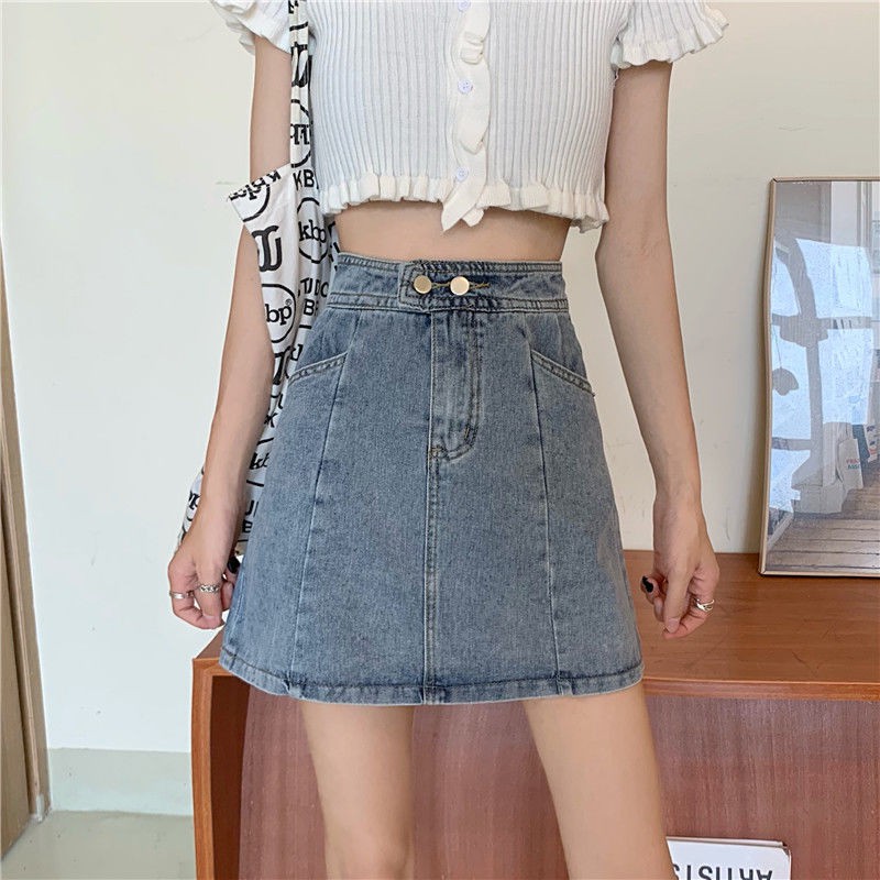 Chân Váy Jean Chữ A Lưng Cao Thời Trang Hàn Quốc Cho Nữ | BigBuy360 - bigbuy360.vn